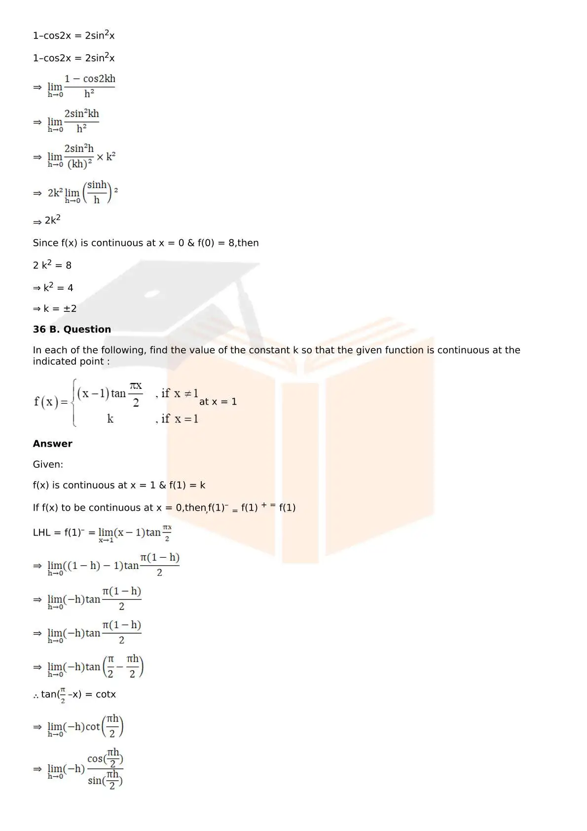 RD Sharma Solutions For Class 12 Maths Chapter 9 Continuity