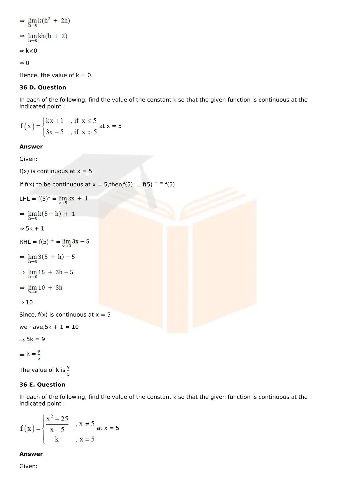 RD Sharma Solutions For Class 12 Maths Chapter 9 Continuity