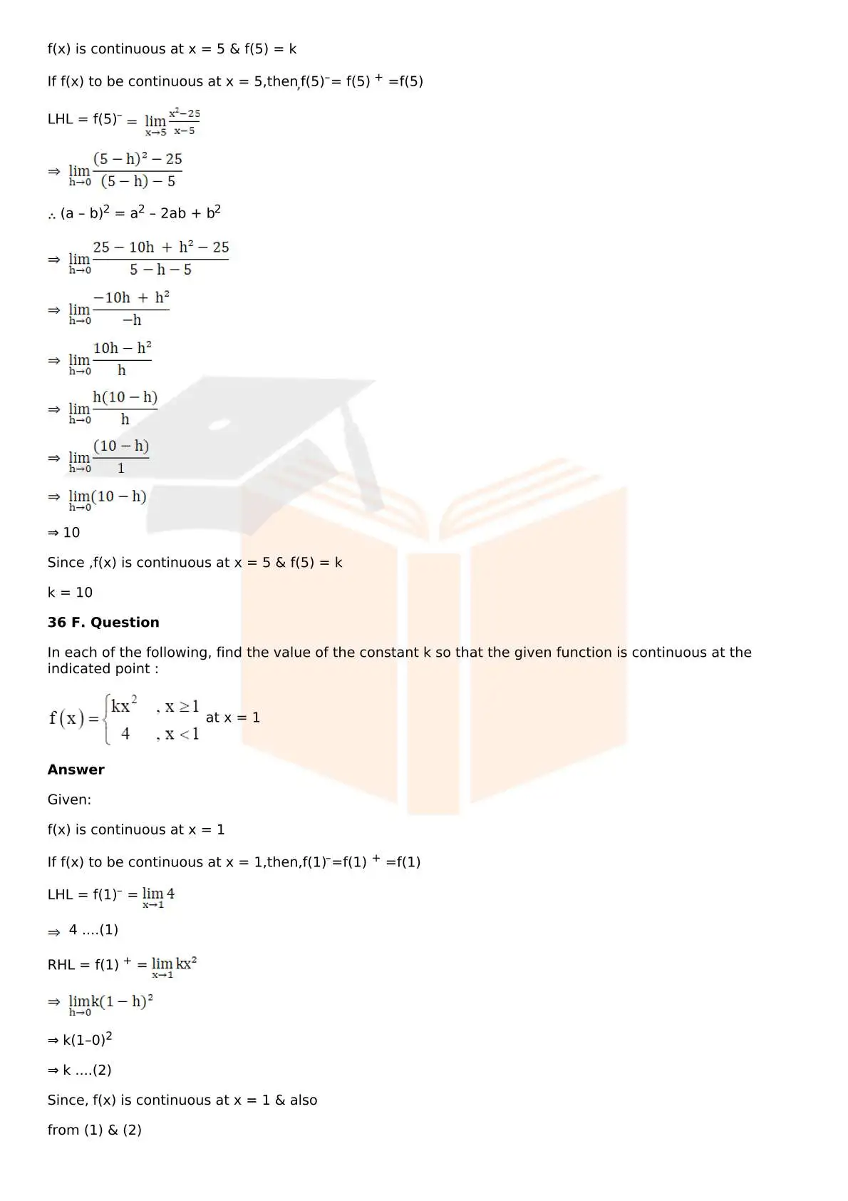 RD Sharma Solutions For Class 12 Maths Chapter 9 Continuity