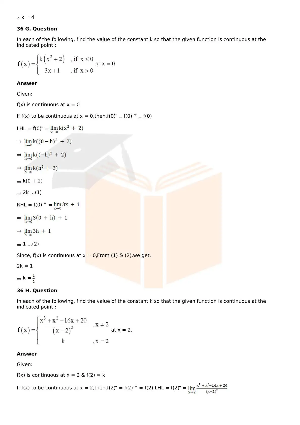 RD Sharma Solutions For Class 12 Maths Chapter 9 Continuity