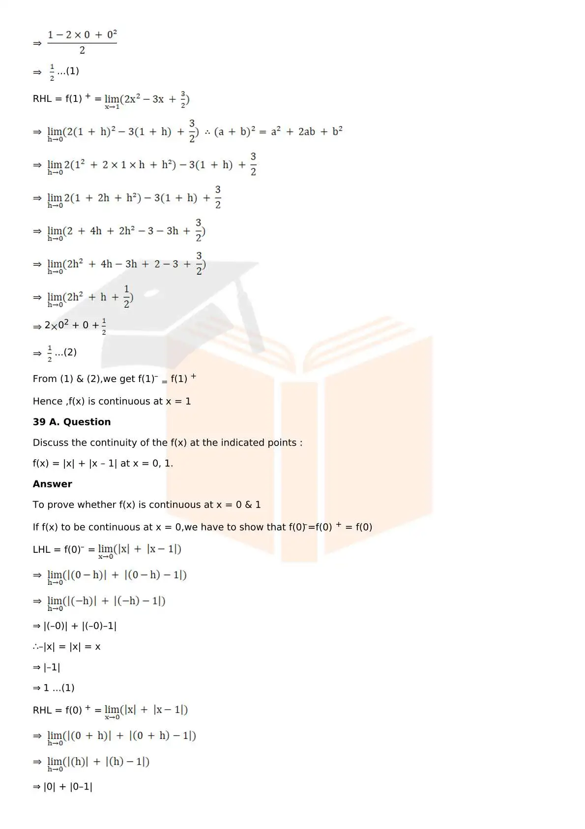 RD Sharma Solutions For Class 12 Maths Chapter 9 Continuity