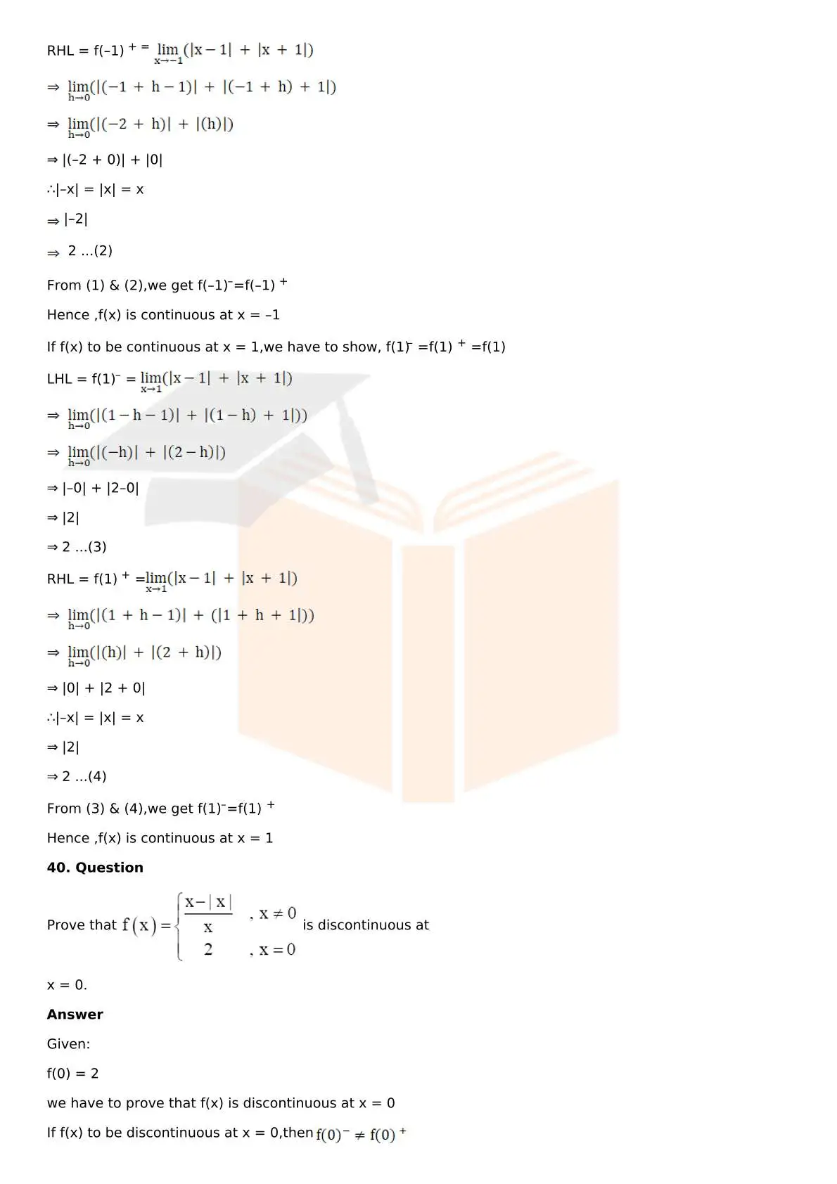 RD Sharma Solutions For Class 12 Maths Chapter 9 Continuity