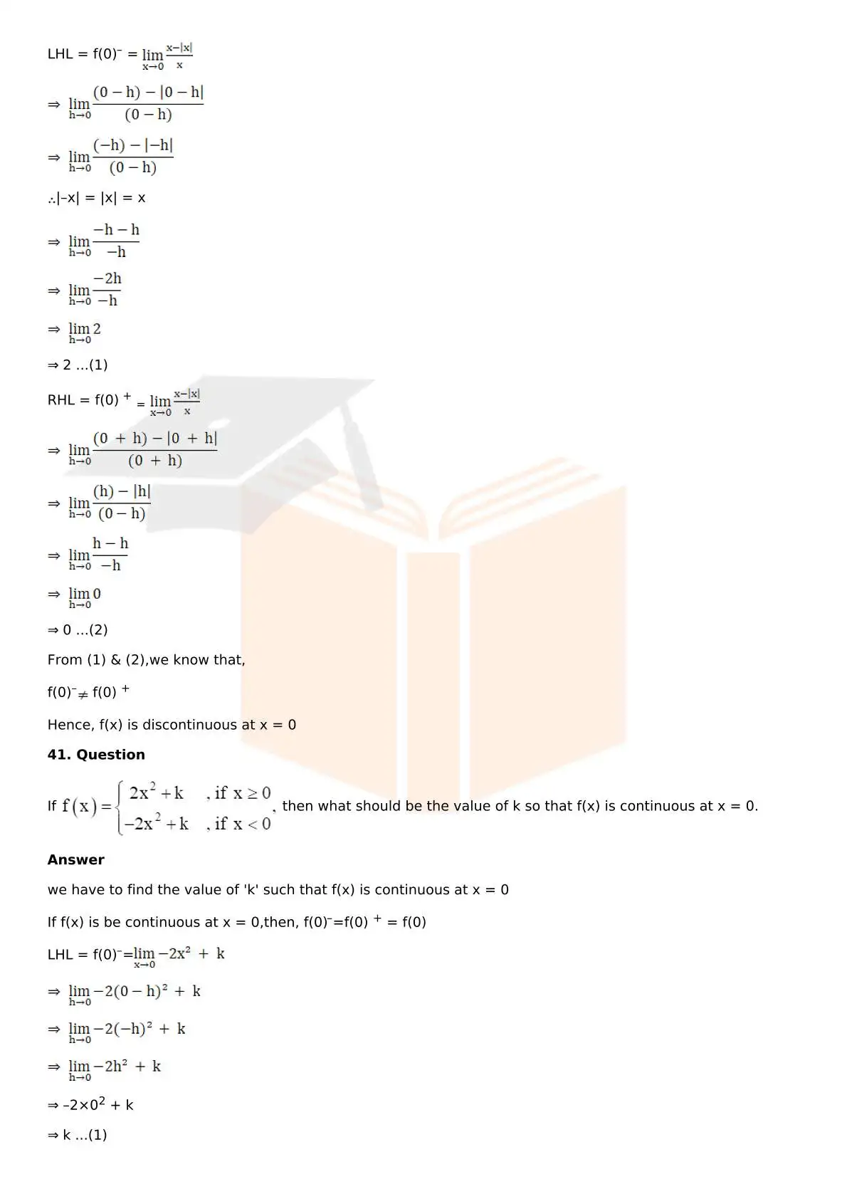 RD Sharma Solutions For Class 12 Maths Chapter 9 Continuity