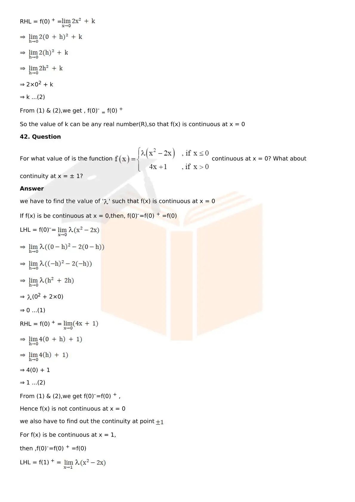 RD Sharma Solutions For Class 12 Maths Chapter 9 Continuity