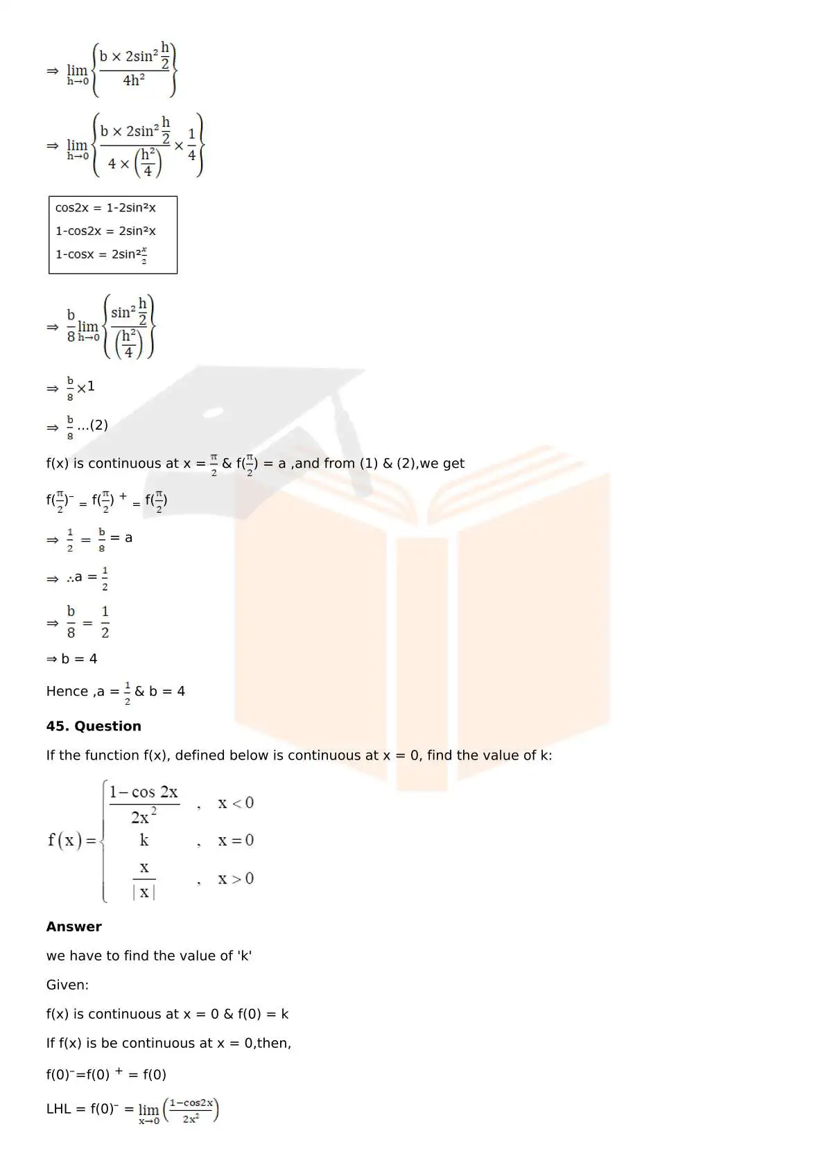 RD Sharma Solutions For Class 12 Maths Chapter 9 Continuity