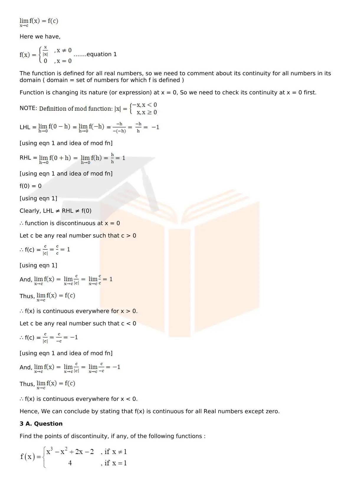 RD Sharma Solutions For Class 12 Maths Chapter 9 Continuity