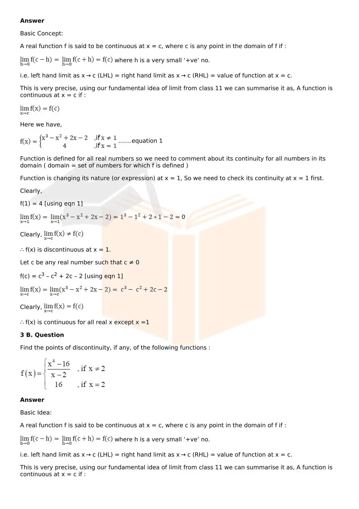 RD Sharma Solutions For Class 12 Maths Chapter 9 Continuity