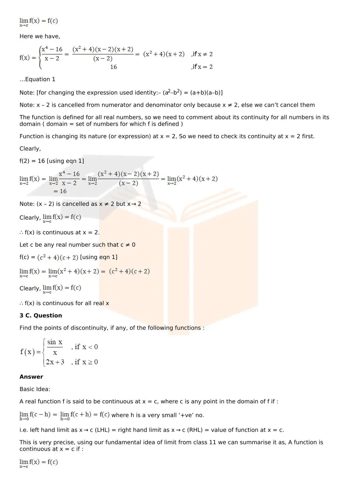 RD Sharma Solutions For Class 12 Maths Chapter 9 Continuity