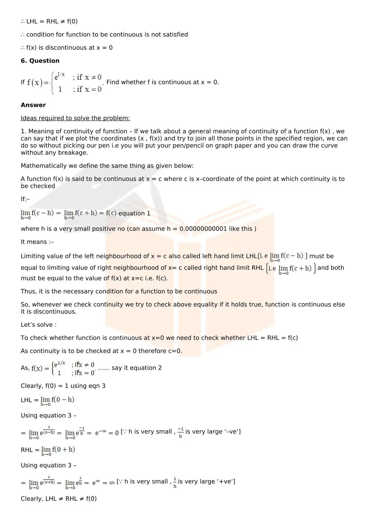 RD Sharma Solutions For Class 12 Maths Chapter 9 Continuity