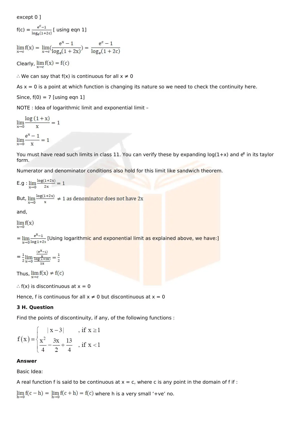 RD Sharma Solutions For Class 12 Maths Chapter 9 Continuity