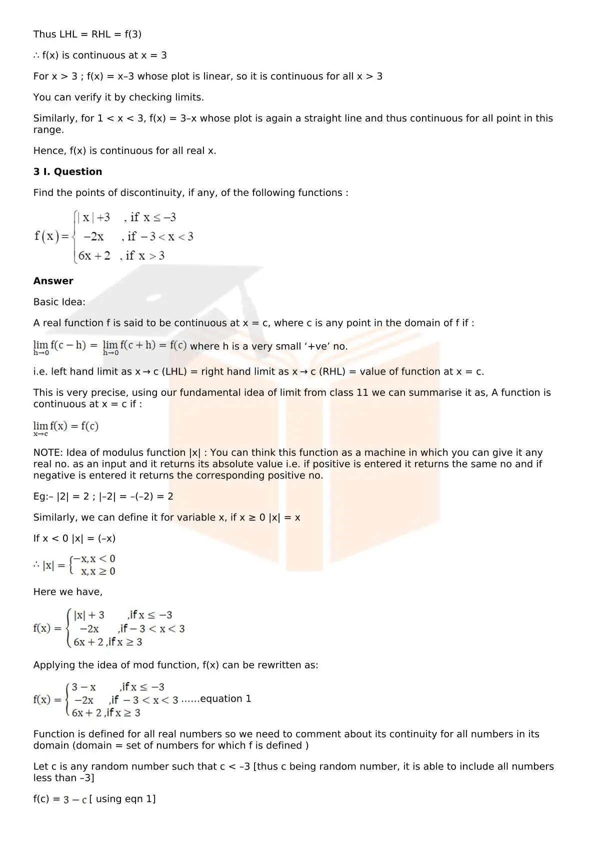 RD Sharma Solutions For Class 12 Maths Chapter 9 Continuity