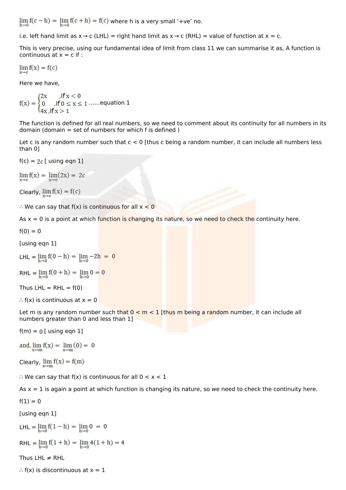 RD Sharma Solutions For Class 12 Maths Chapter 9 Continuity