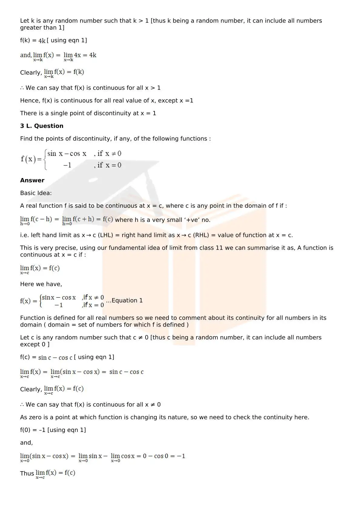 RD Sharma Solutions For Class 12 Maths Chapter 9 Continuity