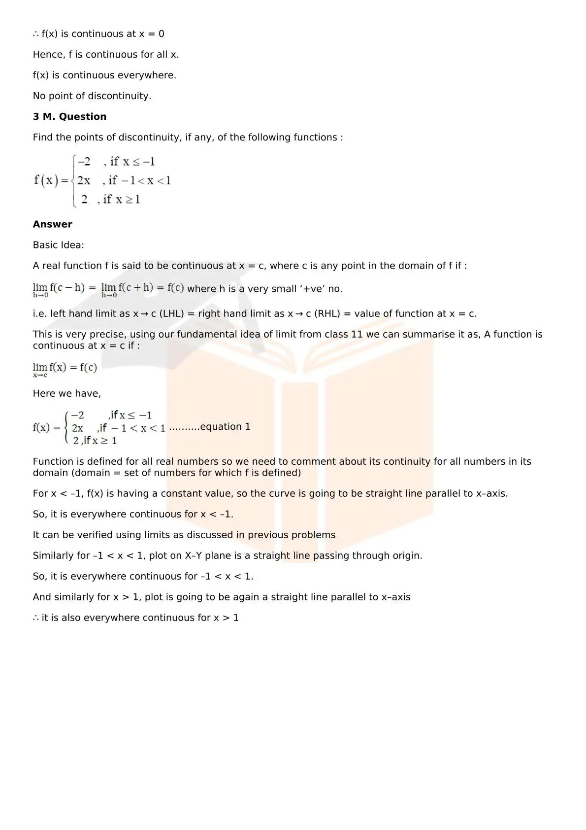 RD Sharma Solutions For Class 12 Maths Chapter 9 Continuity