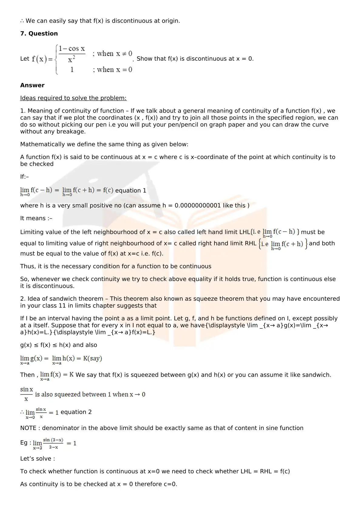 RD Sharma Solutions For Class 12 Maths Chapter 9 Continuity