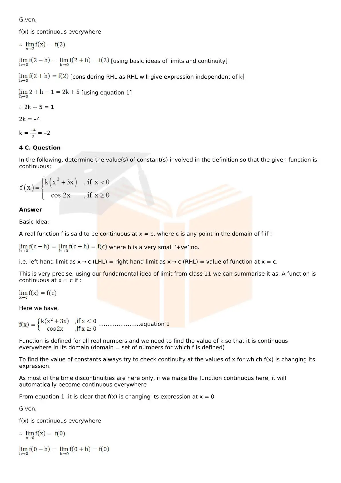 RD Sharma Solutions For Class 12 Maths Chapter 9 Continuity