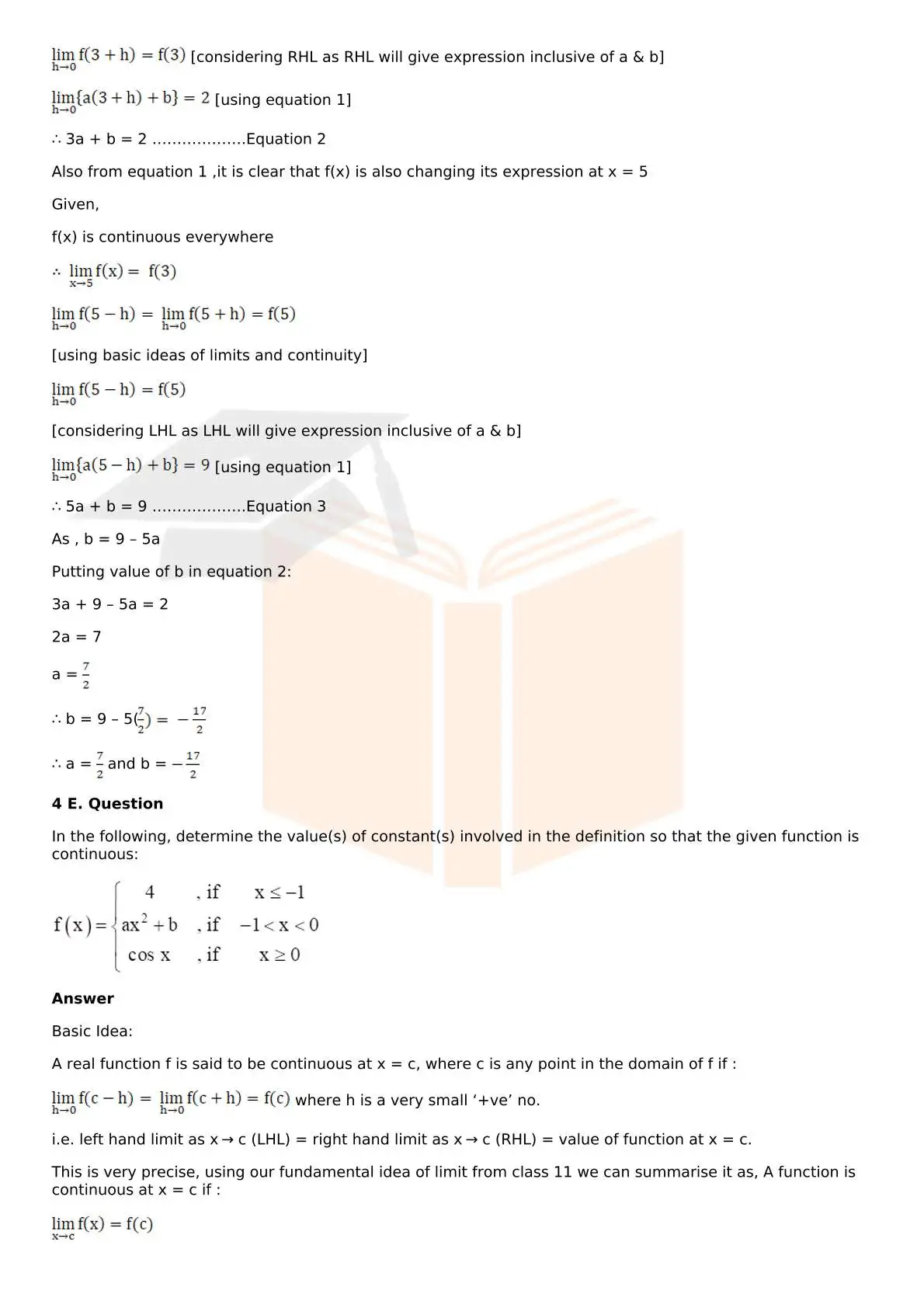 RD Sharma Solutions For Class 12 Maths Chapter 9 Continuity