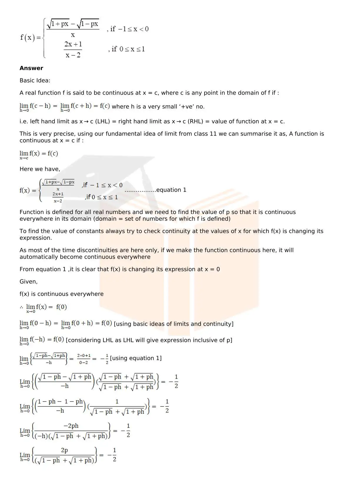 RD Sharma Solutions For Class 12 Maths Chapter 9 Continuity