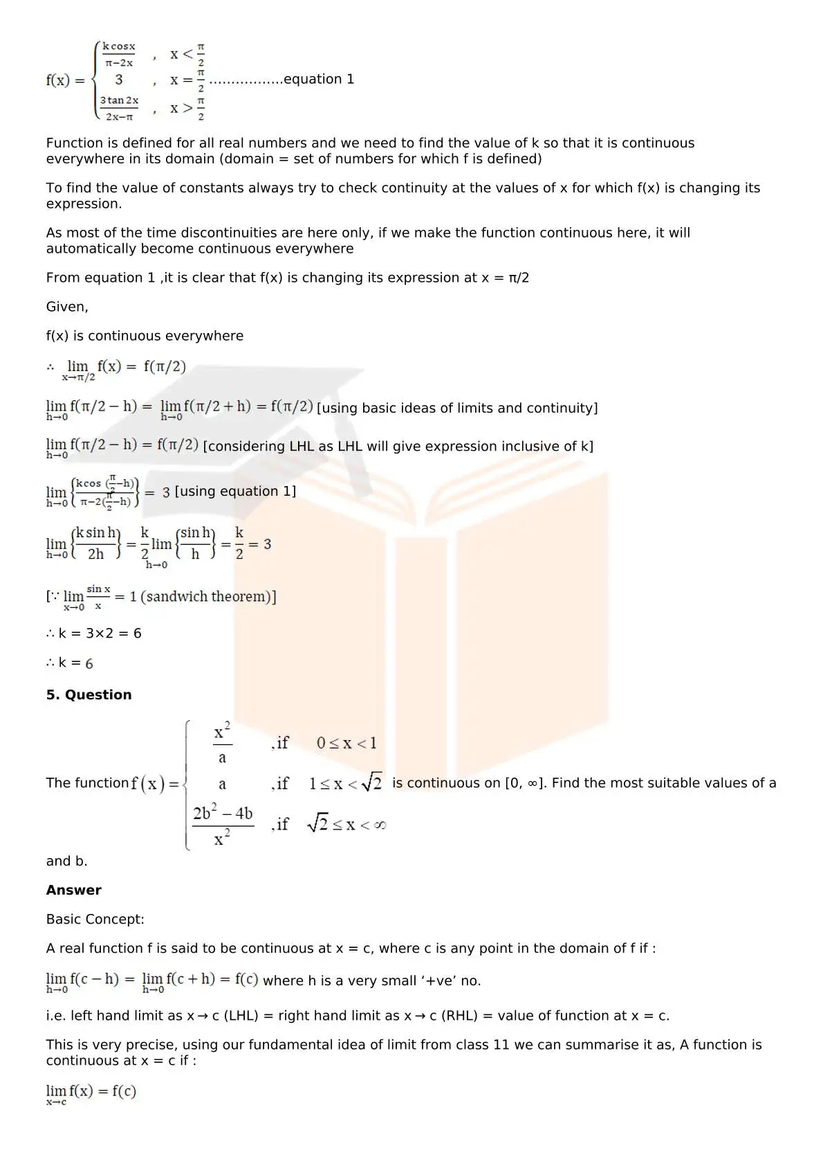 RD Sharma Solutions For Class 12 Maths Chapter 9 Continuity