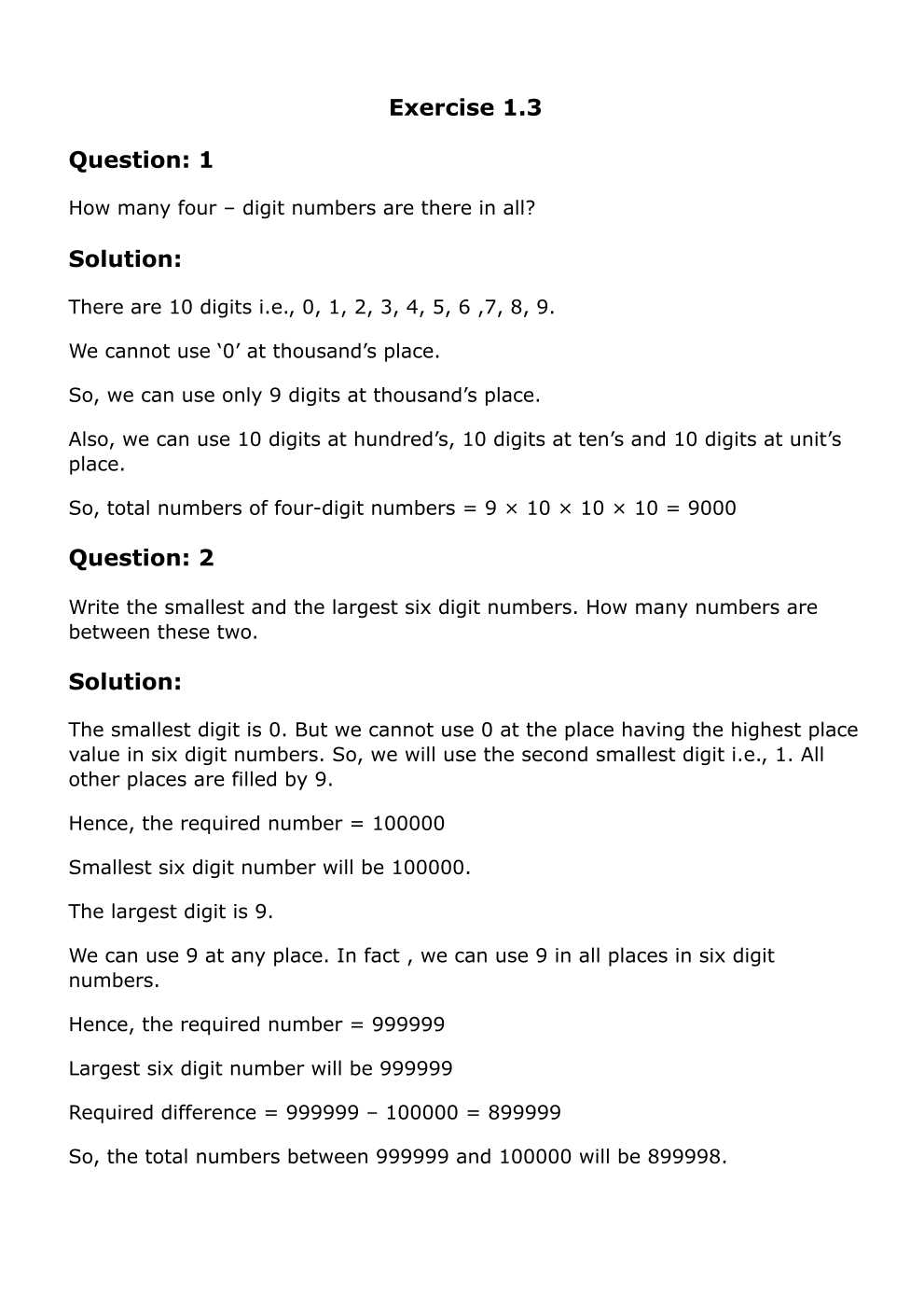 RD Sharma Solutions For Class 6 Maths Chapter 1