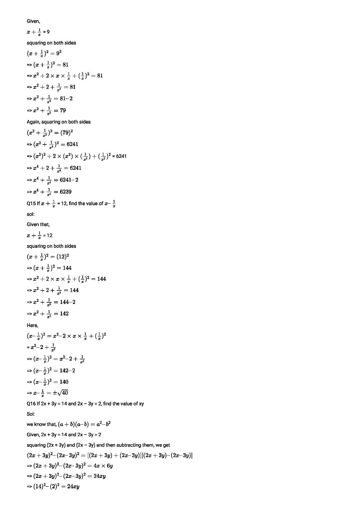 RD Sharma Solutions For Class 8 Maths Chapter 6